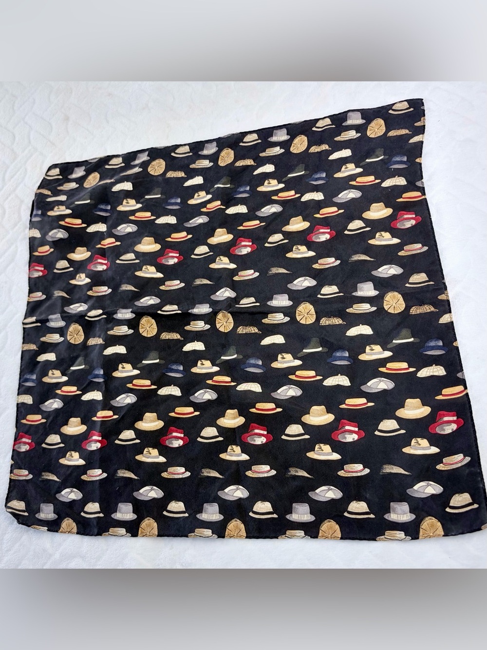 Vintage 90s 100% Silk Echo Scarf Pocket Square 17” Artsy Eclectic Grandpa Preppy